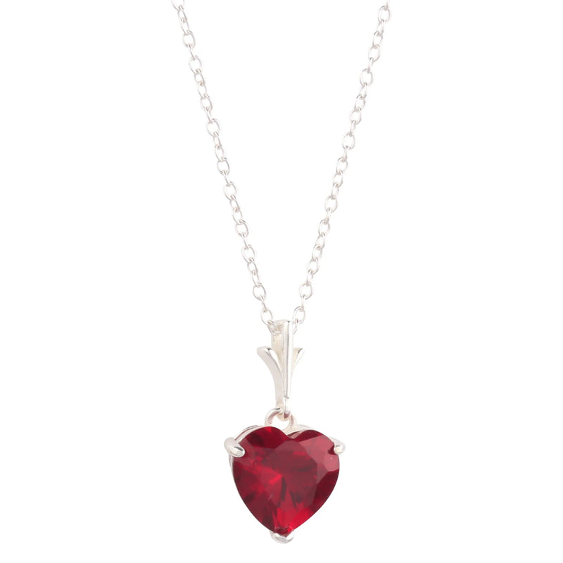 925 Sterling Silver Necklace Red Heart Pendant - Puck's