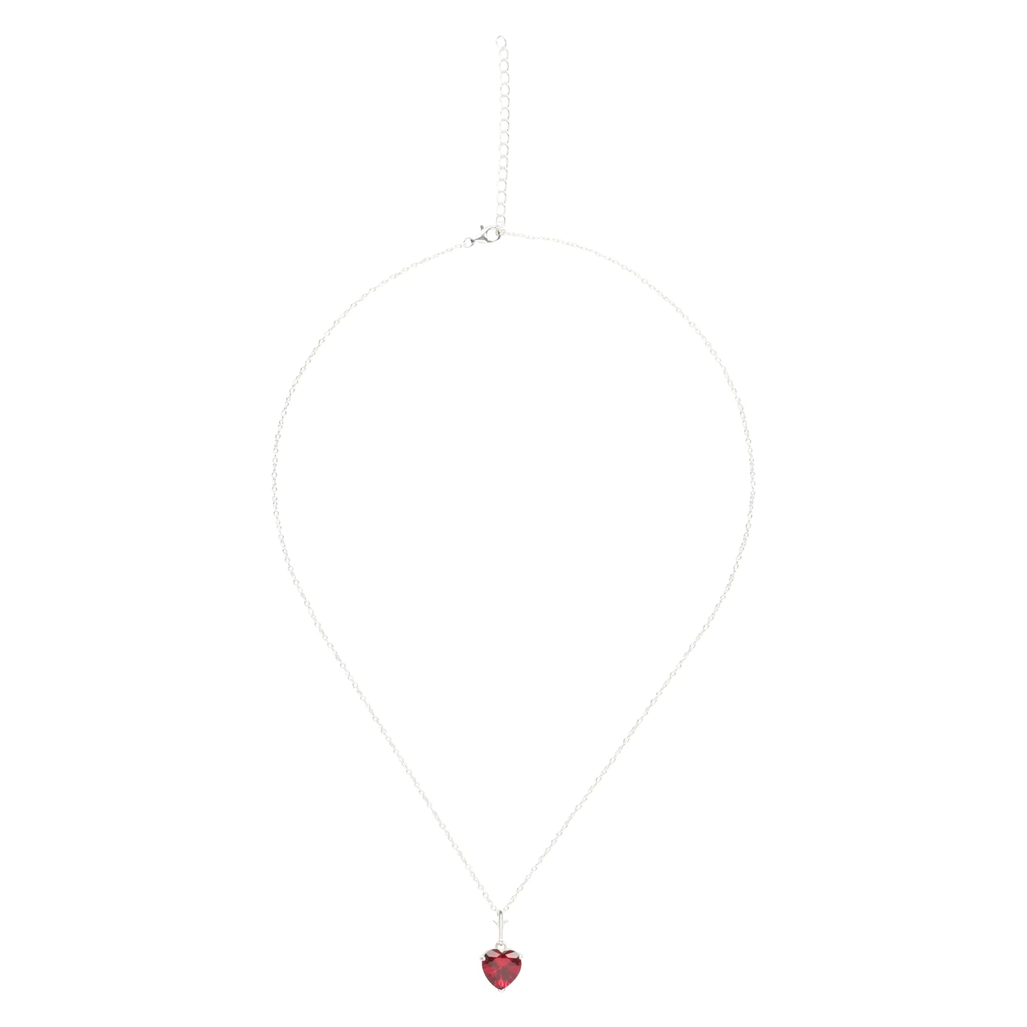 925 Sterling Silver Necklace Red Heart Pendant - Puck's