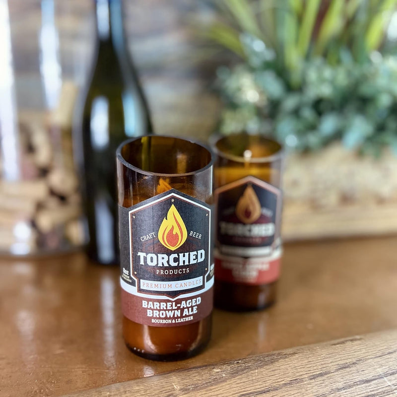 Beer Scented Candles | Natural Soy Wax Candle | Barrel-Aged Brown Ale Scent 8 Oz | Makes a Great Gift for Men, Beer Lovers, and Collectors | Bar Man-Cave Decor and Accessories - Puck's