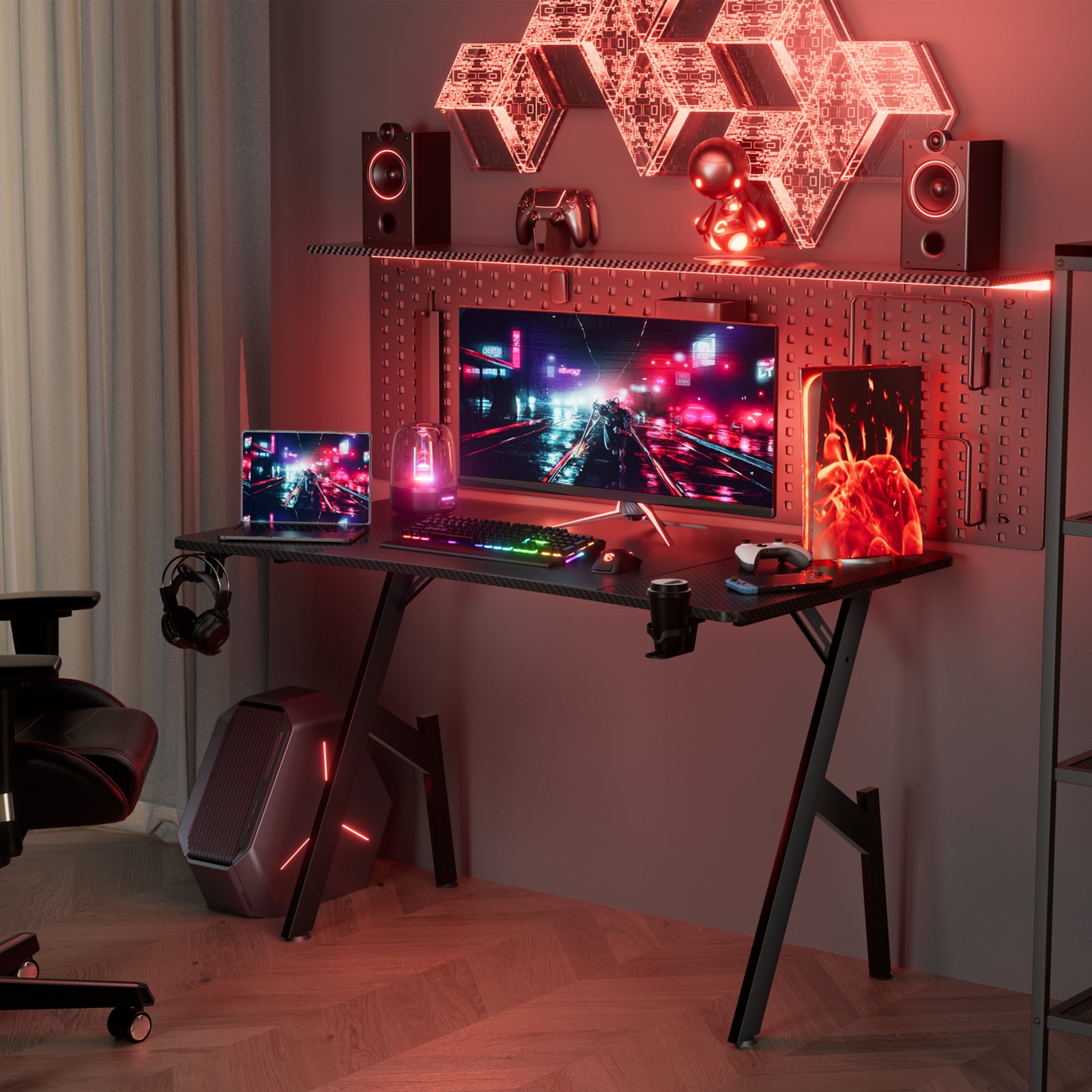 HLDIRECT 32/40/47/55 Inch Gaming Desk Gamer Table Computer Desk PC Workstation - Puck's