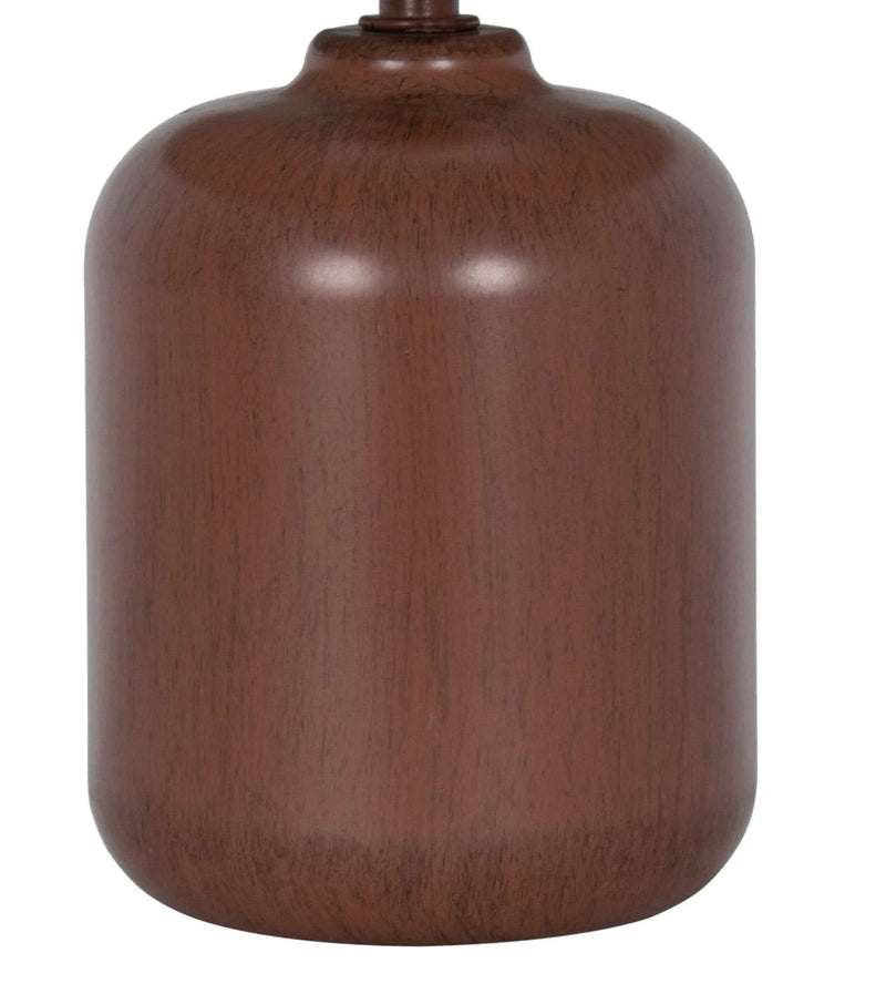 12.75” Traditional Faux Wood Table Lamp with Oatmeal Linen Shade - Puck's