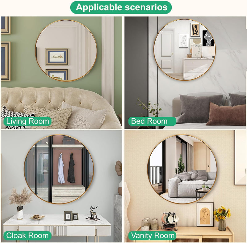 Gold round Mirror, round Mirror 19.6 Inch, Gold Circle Mirror Metal Frame, round Wall Mounted Mirrors for Living Room, Bathroom, Wall, Entryway, Vanity,Trend Style - Puck's