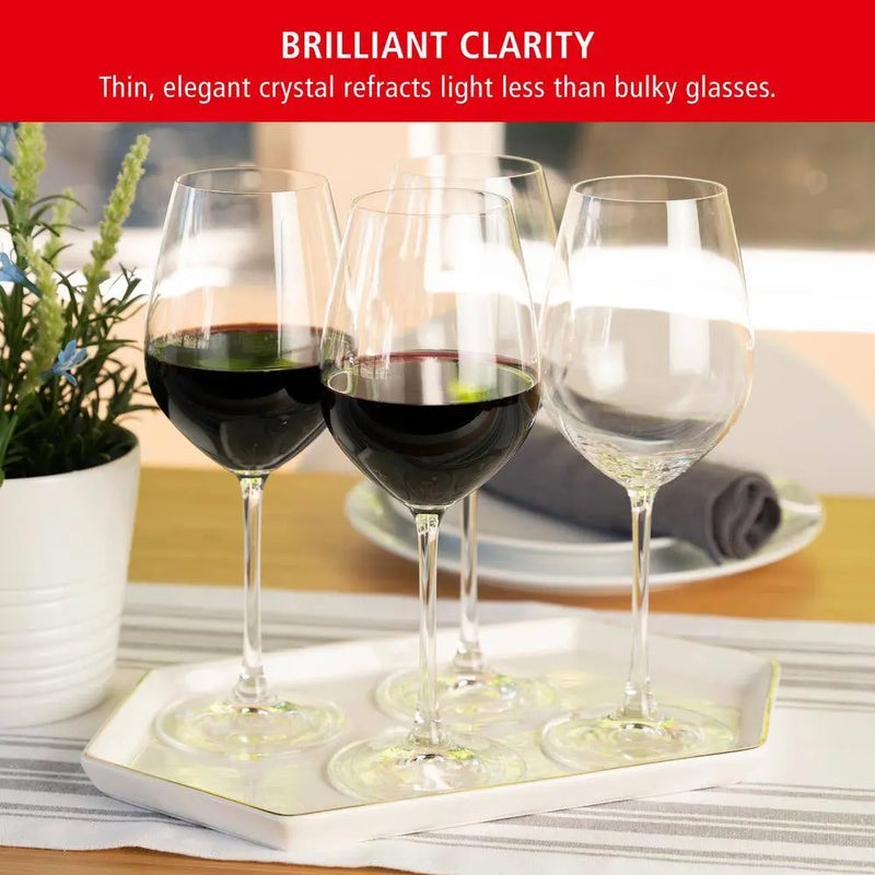 19.4 Oz. Red Wine Glasses European-Made Lead-Free Crystal, Classic Stemmed, Dishwasher Safe (Set of 4) - Puck's
