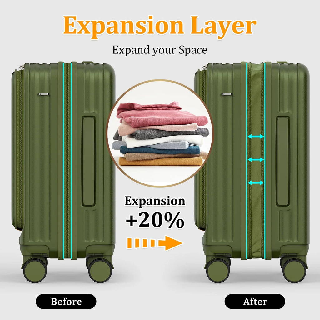 - 4 Luggage Sets PC Hardside Spinner Luggage -（Expandable Suitcase20"24"）28-In Checked Luggage - Puck's