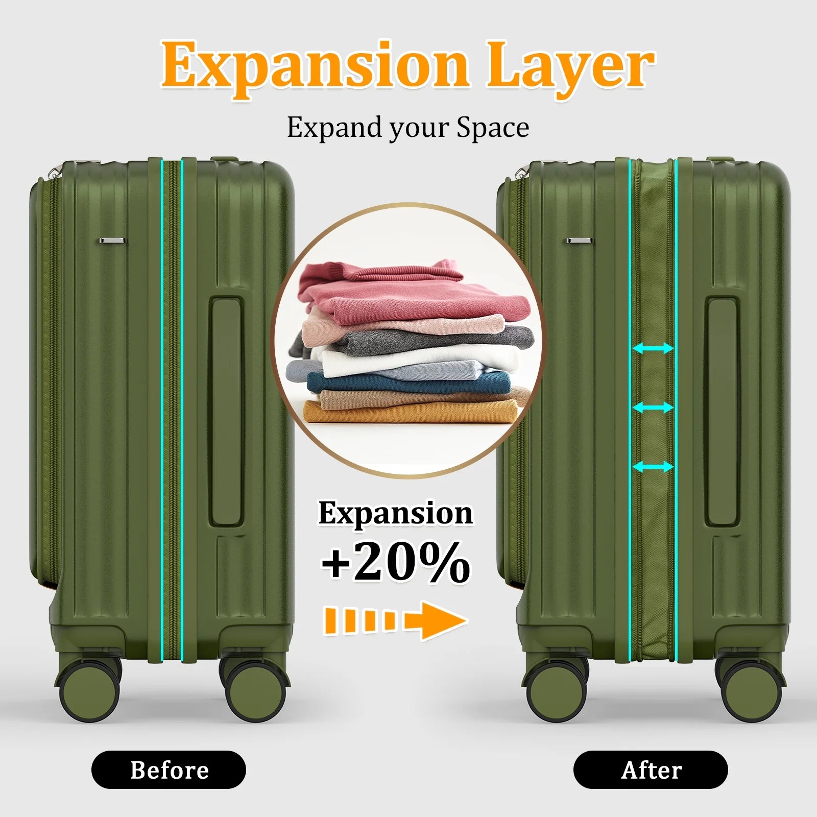 - 4 Luggage Sets PC Hardside Spinner Luggage -（Expandable Suitcase20"24"）28-In Checked Luggage - Puck's