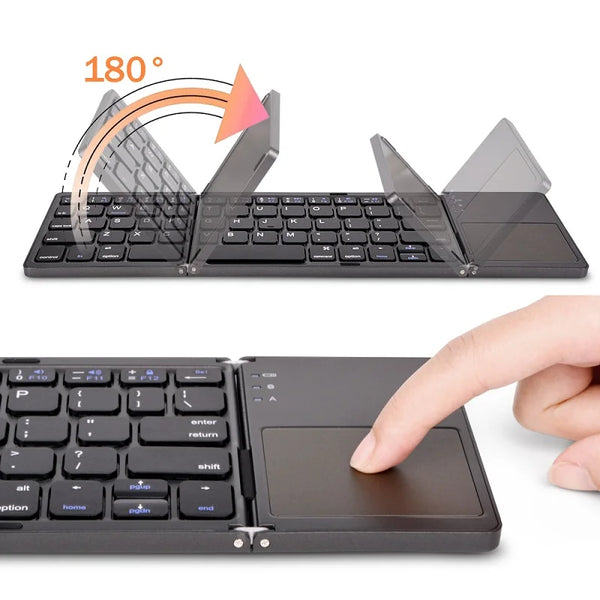 Wireless Folding Keyboard Bluetooth Keyboard with Touchpad for Windows, Android, Ios,Phone,Multi-Function Button Mini Keyboard - Puck's