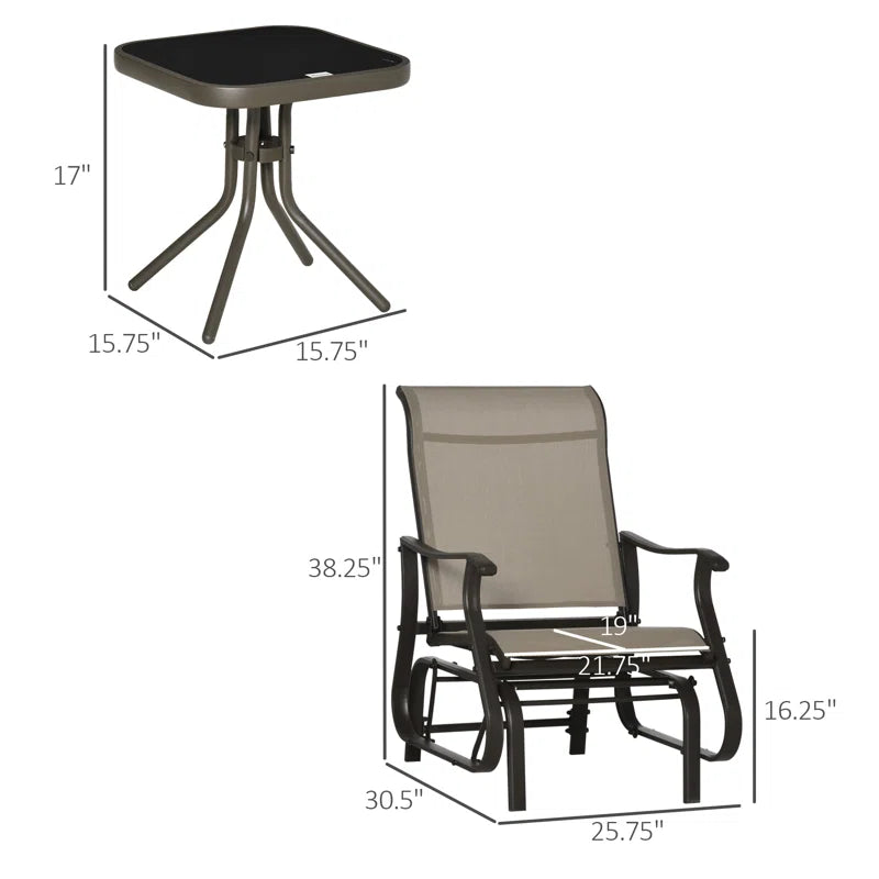 2-Person Gliding Rocking Chairs & Bistro Tea Table Garden Swing Seat Patio - Puck's