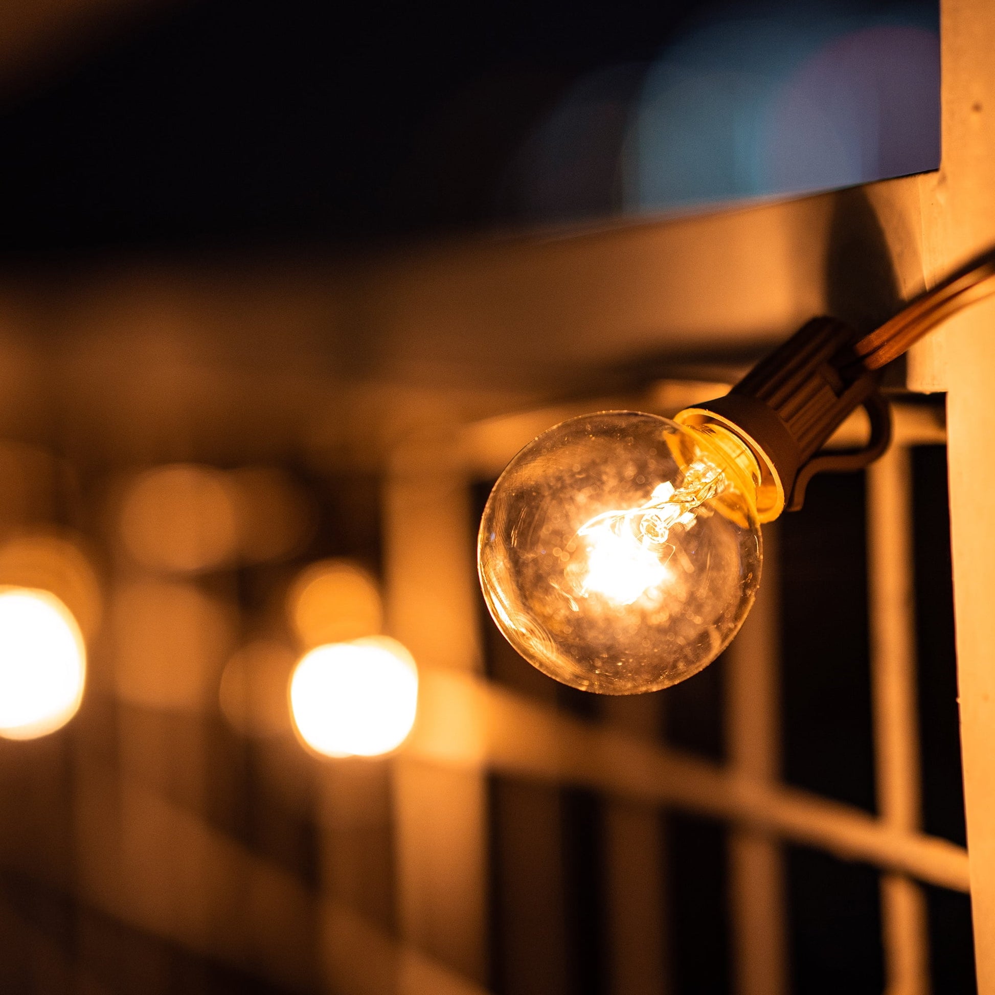 (2 Pack)  20-Count Clear Glass Globe G40 Bulbs Outdoor String Lights - Puck's