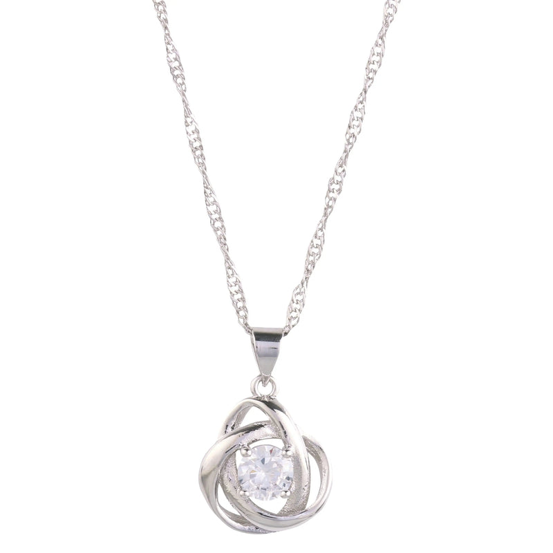 Round Knot Pendant Necklace with Cubic Zirconia - Puck's