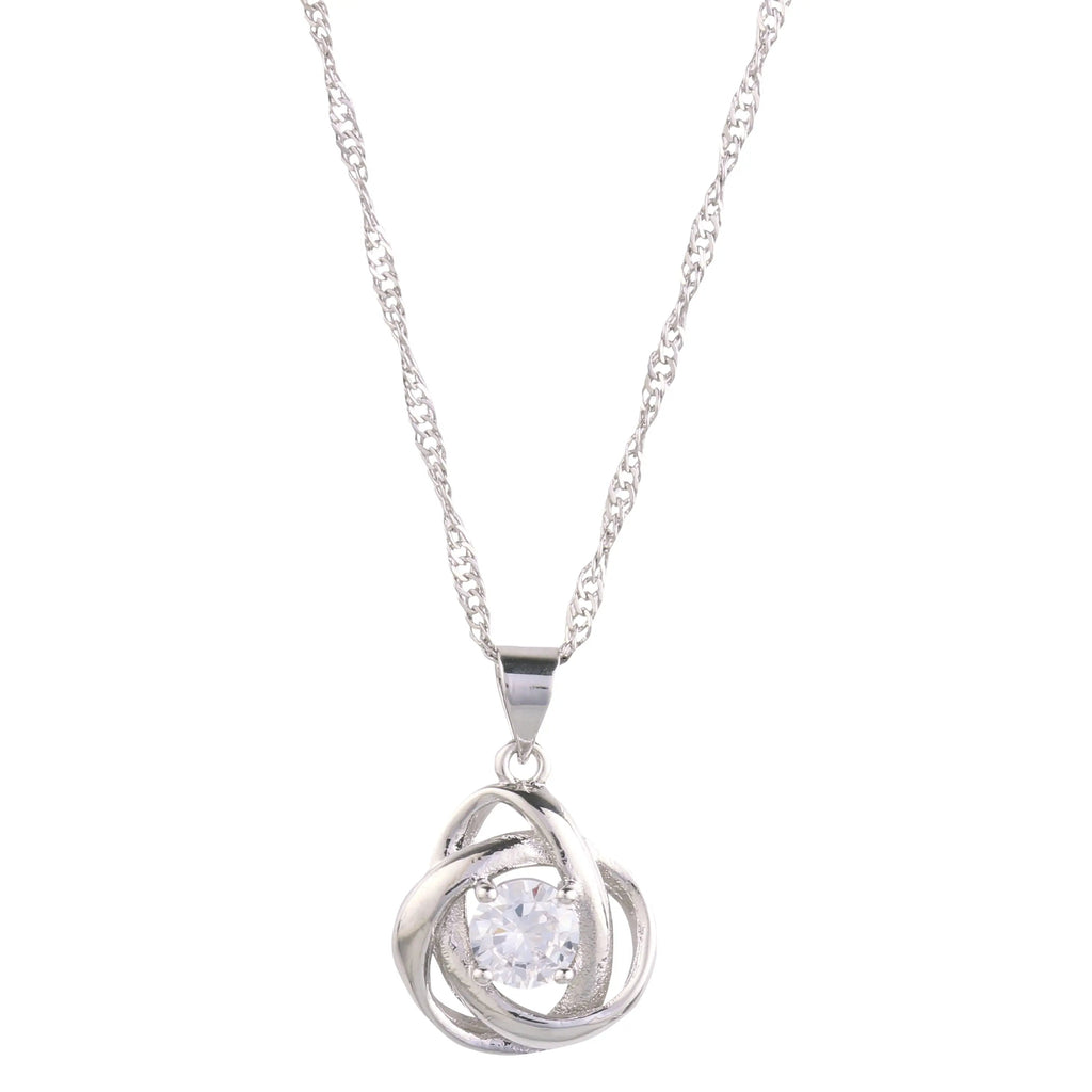 Round Knot Pendant Necklace with Cubic Zirconia - Puck's