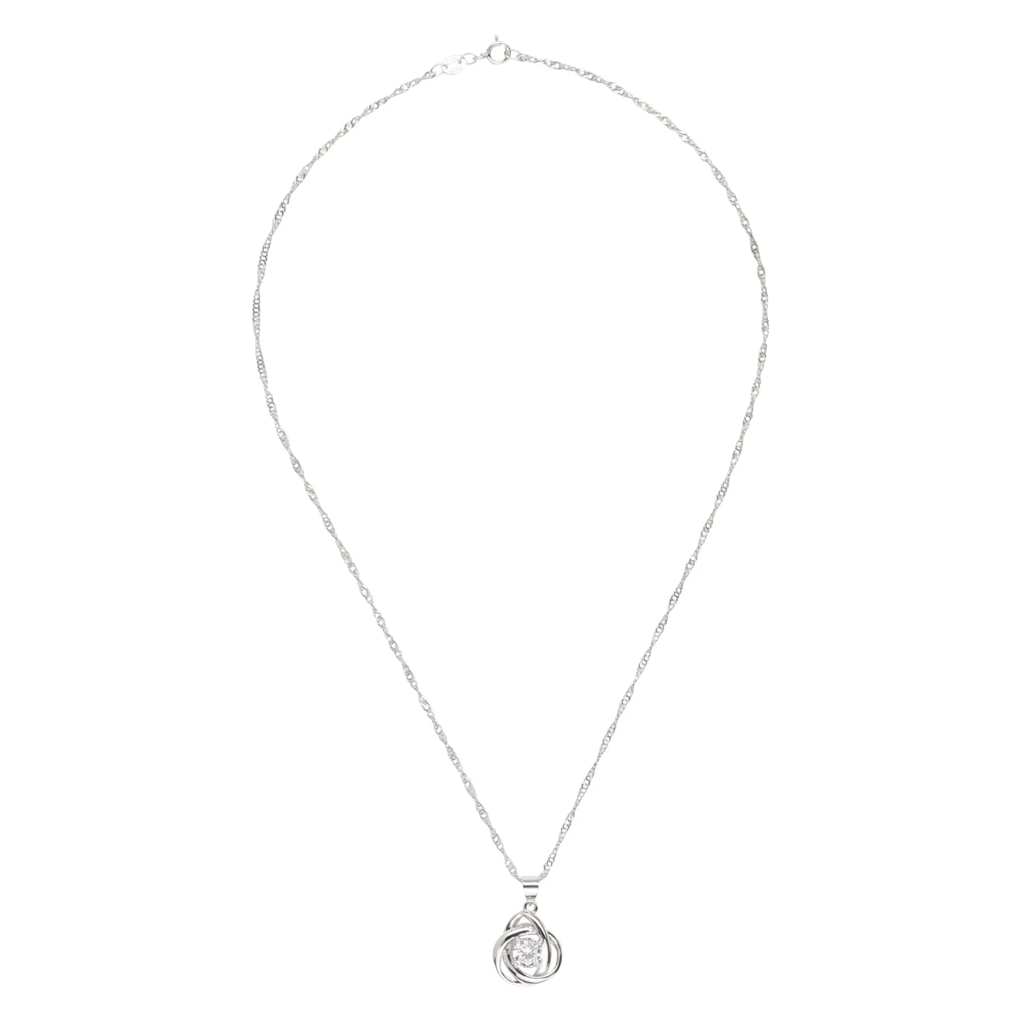 Round Knot Pendant Necklace with Cubic Zirconia - Puck's