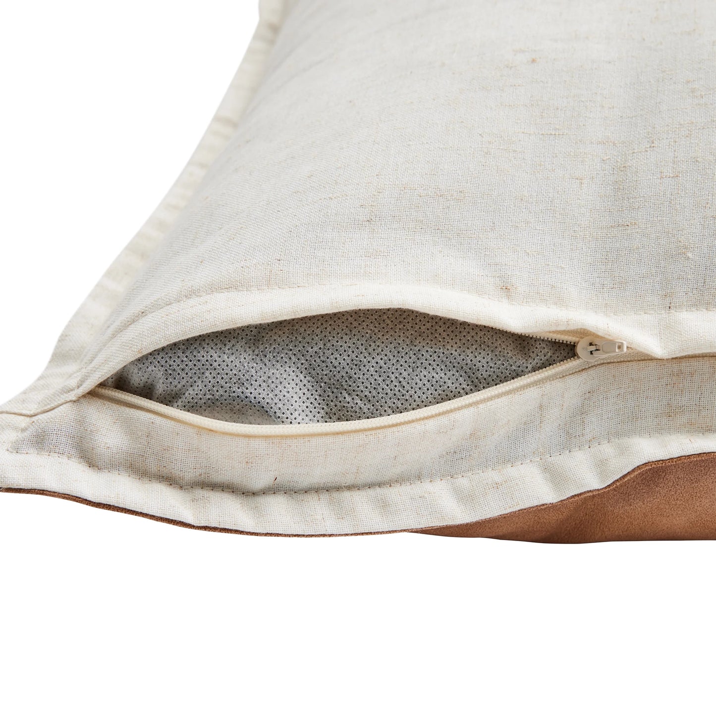 (2 Pack)  14" X 24" Beige Vegan Leather Decorative Pillow - Puck's