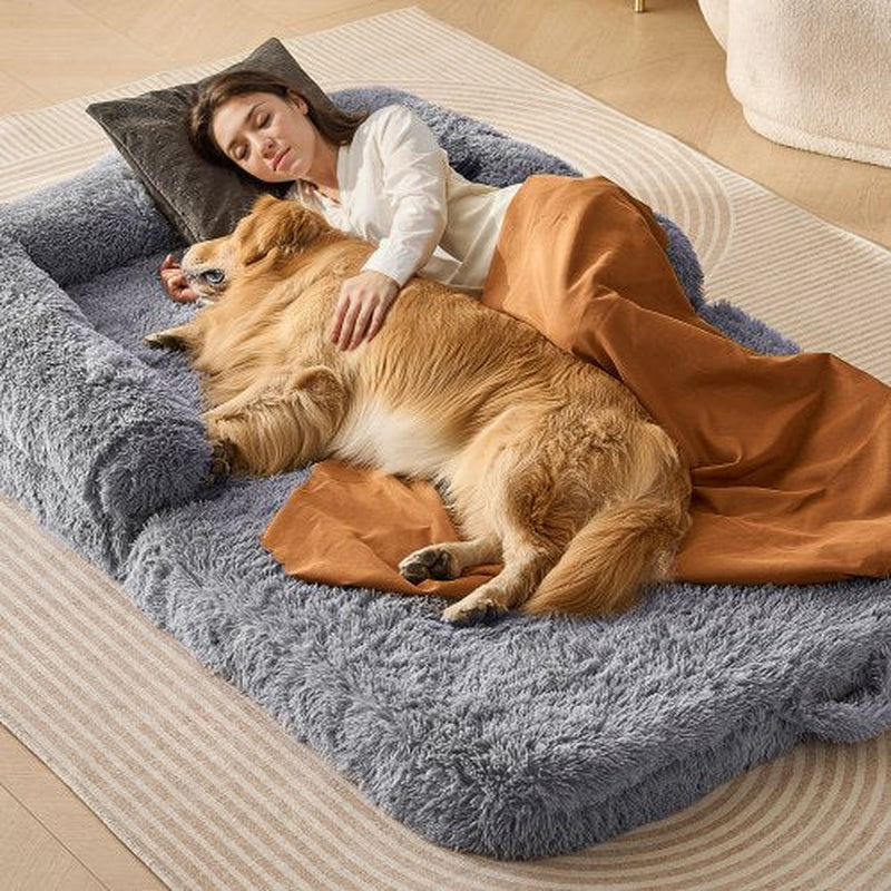 VEVOR Human Dog Bed 72 X48X10In Large Human Size Dog Bed Washable PV Velvet - Puck's