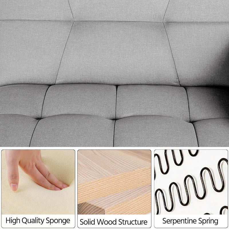 Sleeper Sofa Couch Bed Convertible Sofa Modern Futon Couches Sofas Bed Fold up and down Linen Fabric Recliner Couch for Living Room Gray - Puck's