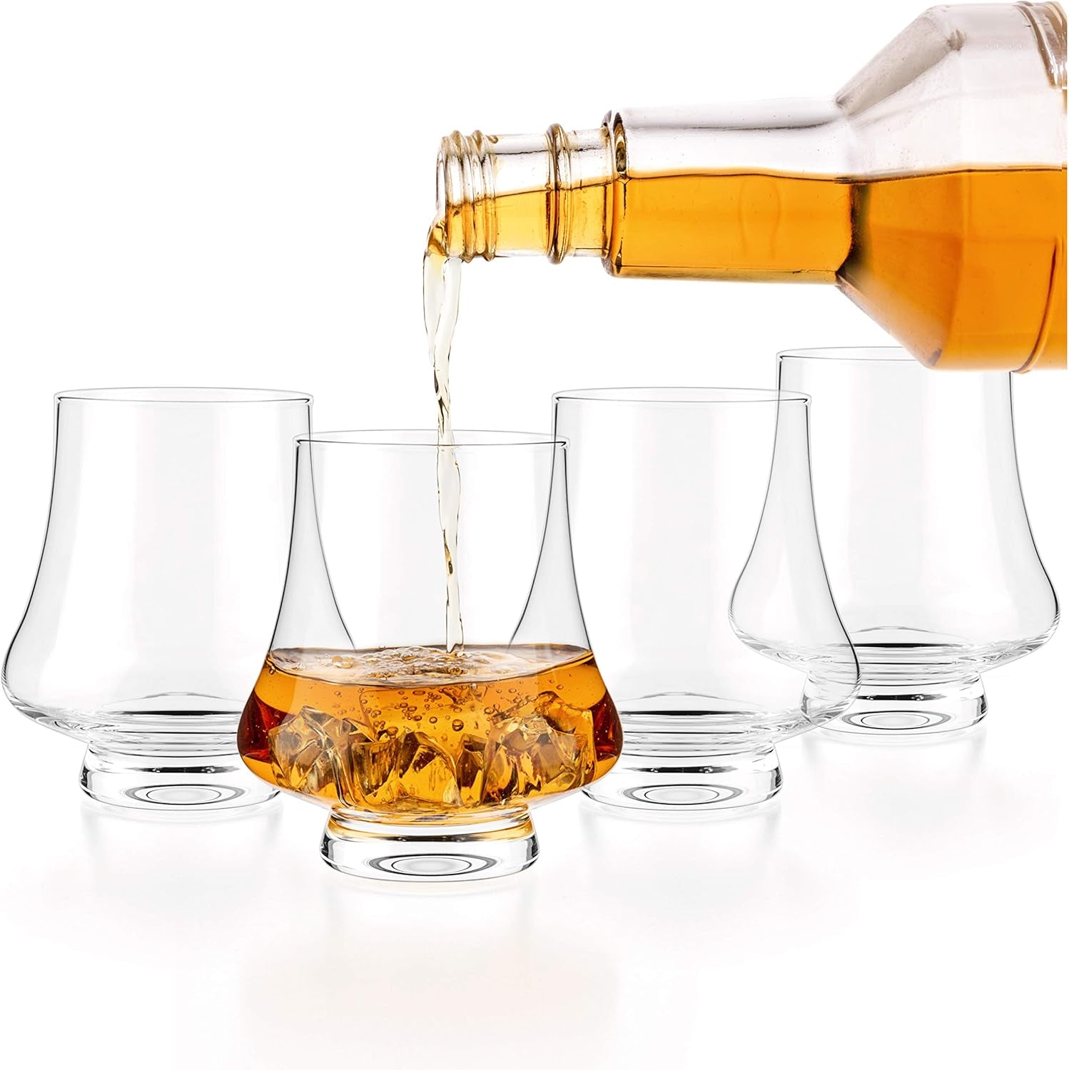 - Bourbon Whisky Crystal Glass Snifter, Set of 4 - Wide Tasting Glasses - Handcrafted - Good for Cognac Brandy Scotch - 9-Ounce/260Ml - Puck's