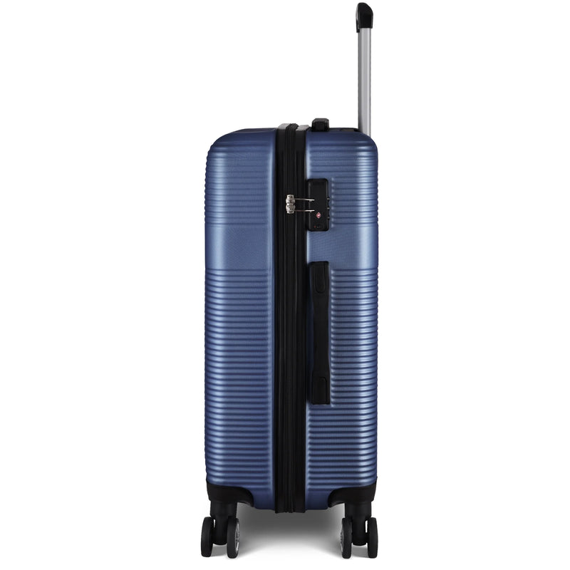 3 Piece Luggage Sets with TSA Lock ABS, Durable Luggage Set, Lightweight Suitcase with Hooks, Spinner Wheels, Cross Stripe Luggage Sets 20In/24In/28In(Dark Blue) - Puck's