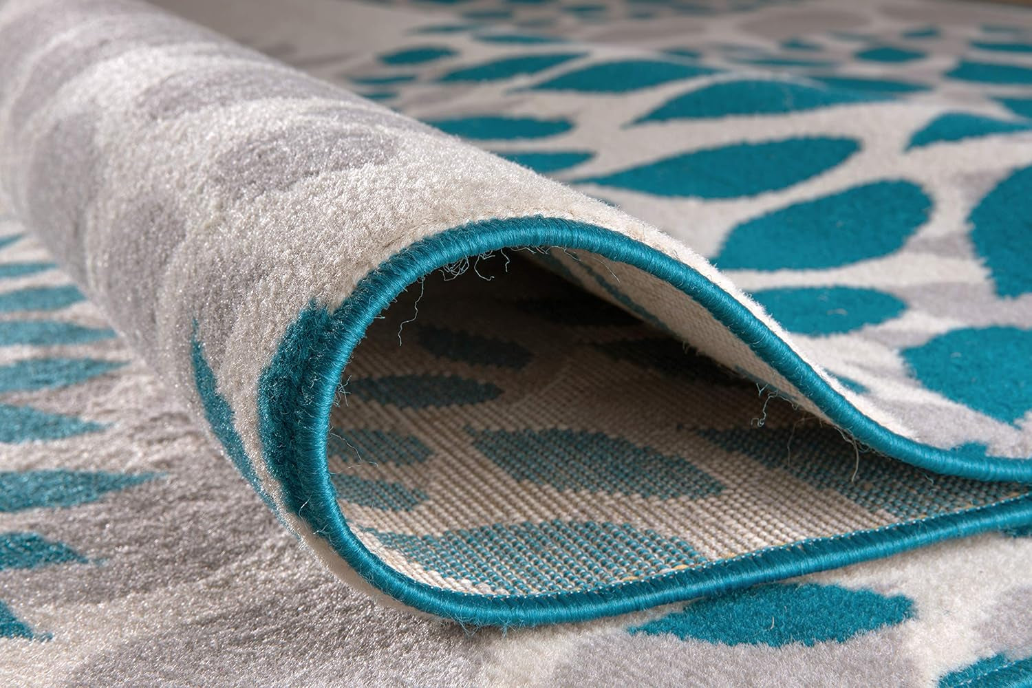 Modern Floral Circles Design for Living Room,Bedroom,Home Office,Kitchen Non Shedding Area Rug 3'1" X 5' Blue - Puck's