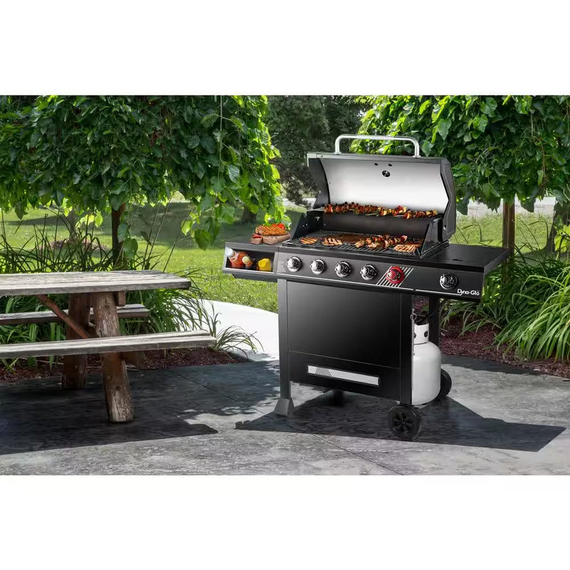 5-Burner Propane Gas Grill in Matte Black with Trivantage Multifunctional Cooking System
