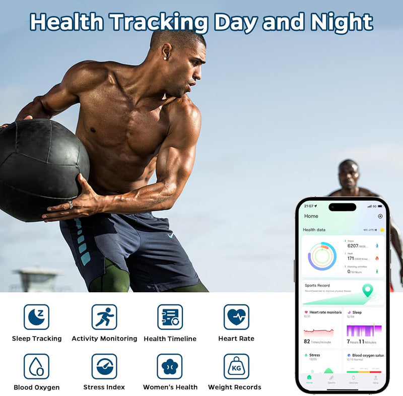 Smart Ring Health Tracker, Sleep Tracker Ring with Heart Rate, Waterproof Fitness Ring for Activity Monitoring/Steps/Distance/Calories,Air Gestures,Up to 7Day Battery,For Ios Android(Stylish Silver#8) - Puck's