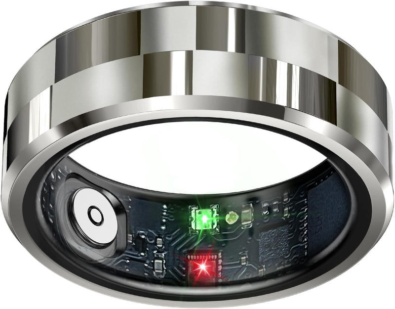 Smart Ring Health Tracker, Sleep Tracker Ring with Heart Rate, Waterproof Fitness Ring for Activity Monitoring/Steps/Distance/Calories,Air Gestures,Up to 7Day Battery,For Ios Android(Stylish Silver#8) - Puck's