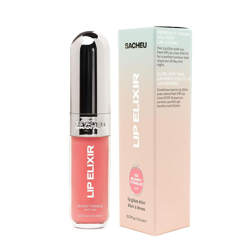 Lip Elixir Nourishing Lip Glaze and Lip Tint Gloss. High-Shine Lip Gloss. Moisturizing Lip Gloss Enriched with Lip Oils for Hydrating Smooth Finish, Cruelty-Free (Sheer Pink) - Puck's