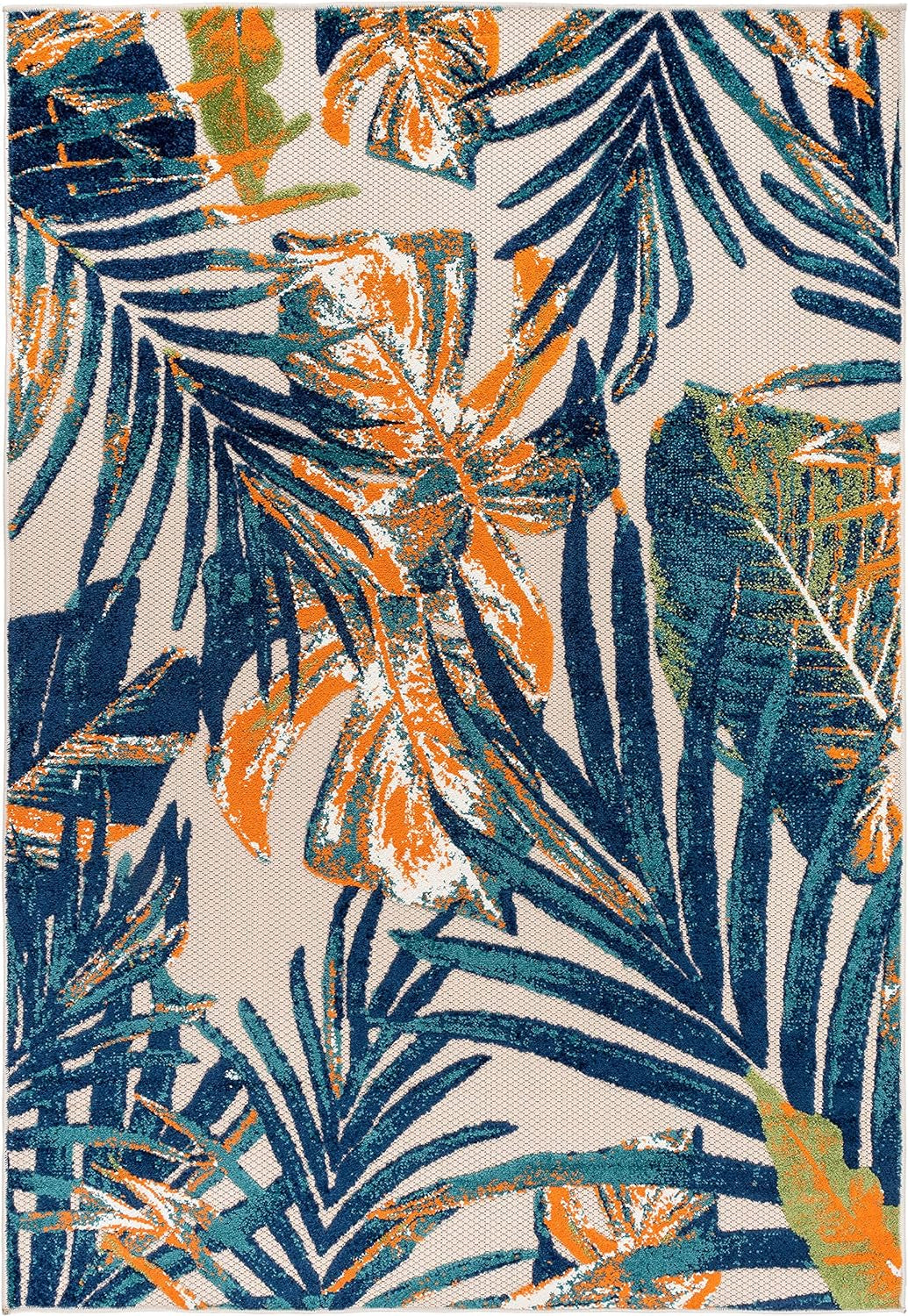 Tropical Floral Leaves Indoor/Outdoor Area Rug 7'10" X 10' Multi - Puck's