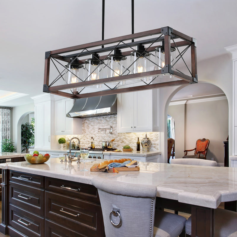 5-Light Retro Farmhouse Chandelier For Kitchen, Living room, Dining - Puck's