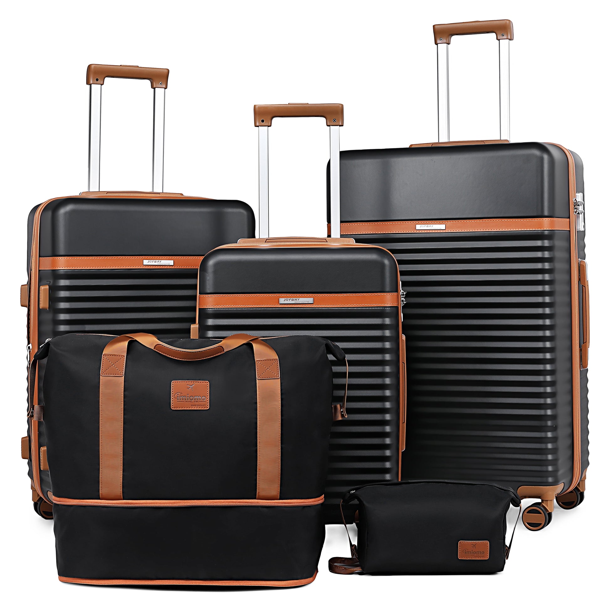 - 5 Luggage Sets ABS Hardside Spinner Luggage -(Expandable Suitcase20"24")28-In Checked Luggage-Black - Puck's