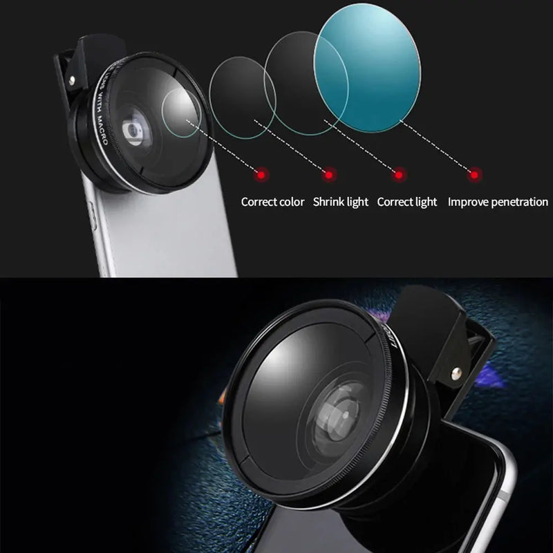 2 IN 1 Lens Universal Clip 37mm Mobile Phone Lens - Puck's