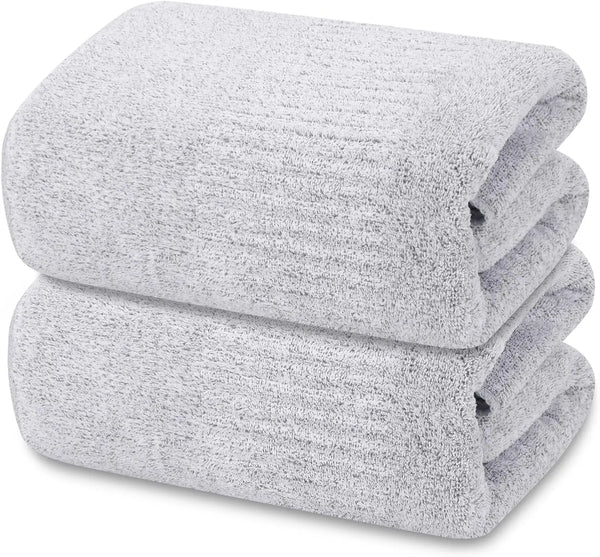 2-Pack 27" X 54" Bath Towels 30% Bamboo Viscose Ultra Soft & Highly Absorbent Solid Premium Bath Towels for Bathroom, Hotels, Spa and Gym, Light Gray - Puck's