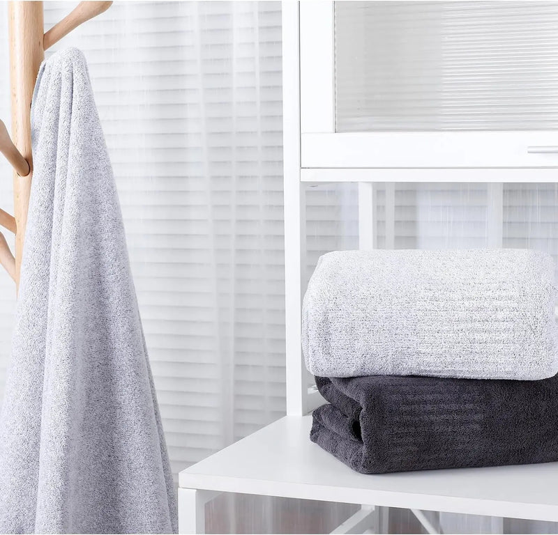 2-Pack 27" X 54" Bath Towels 30% Bamboo Viscose Ultra Soft & Highly Absorbent Solid Premium Bath Towels for Bathroom, Hotels, Spa and Gym, Light Gray - Puck's