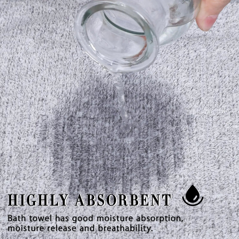 2-Pack 27" X 54" Bath Towels 30% Bamboo Viscose Ultra Soft & Highly Absorbent Solid Premium Bath Towels for Bathroom, Hotels, Spa and Gym, Light Gray - Puck's