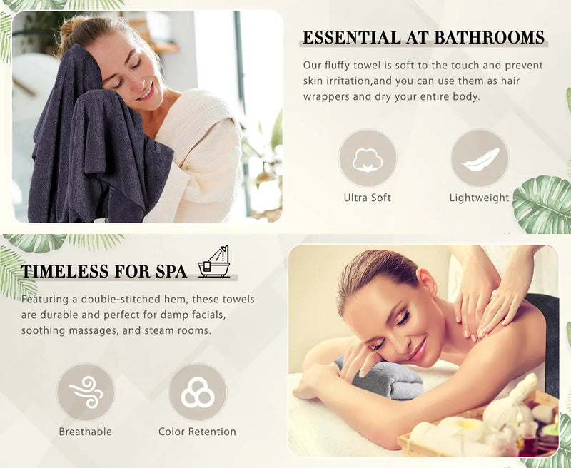 2-Pack 27" X 54" Bath Towels 30% Bamboo Viscose Ultra Soft & Highly Absorbent Solid Premium Bath Towels for Bathroom, Hotels, Spa and Gym, Light Gray - Puck's