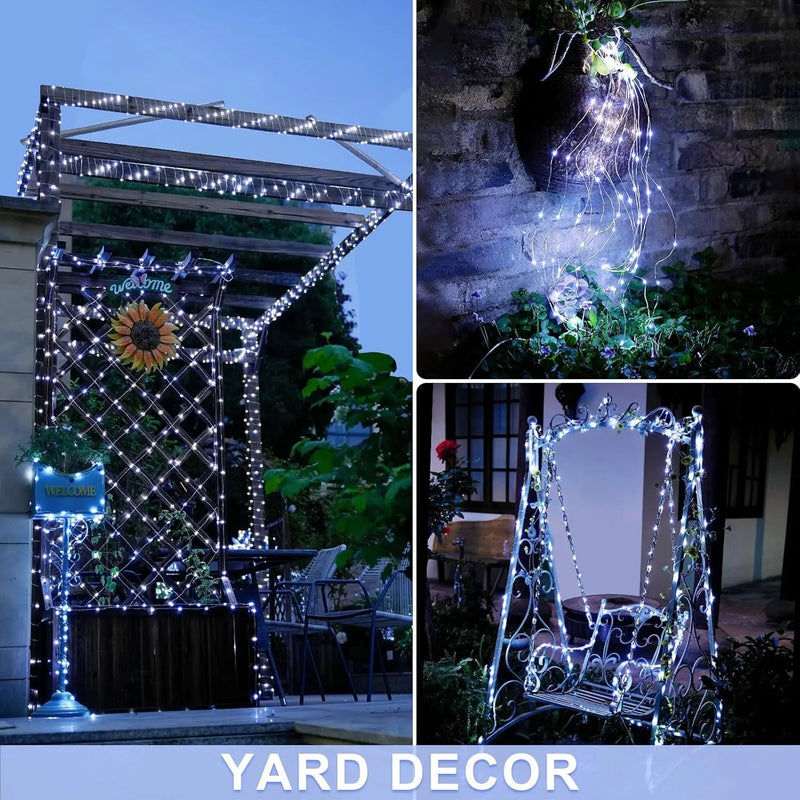 2 Pack Fairy Lights Battery Operated, Total 400 LED 132Ft Outdoor Fairy String Lights with Remote, 8 Modes Copper Wire Twinkle Lights for Bedroom Tree Wall Patio outside Decor, White - Puck's