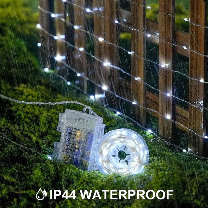 2 Pack Fairy Lights Battery Operated, Total 400 LED 132Ft Outdoor Fairy String Lights with Remote, 8 Modes Copper Wire Twinkle Lights for Bedroom Tree Wall Patio outside Decor, White - Puck's