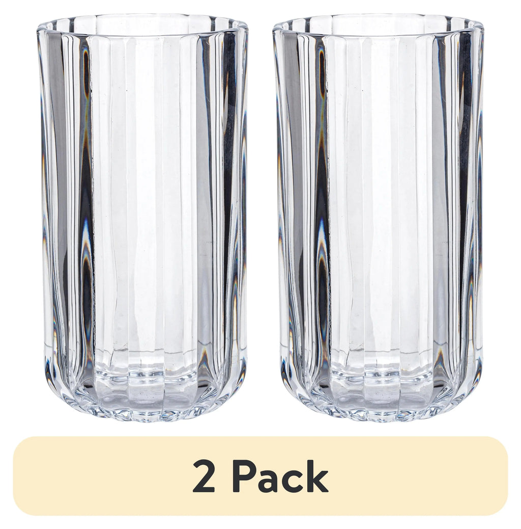 (2 Pack)  14OZ Fluted Glass Tumbler Clear - Puck's