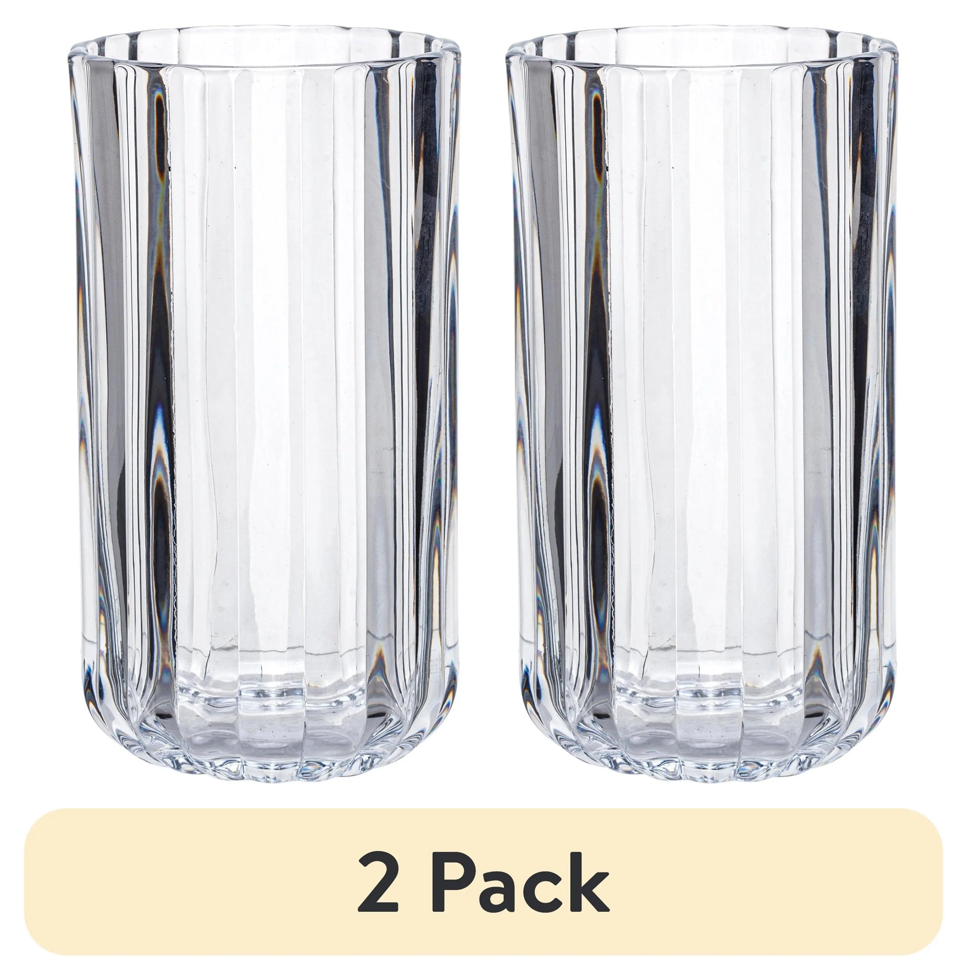 (2 Pack)  14OZ Fluted Glass Tumbler Clear - Puck's