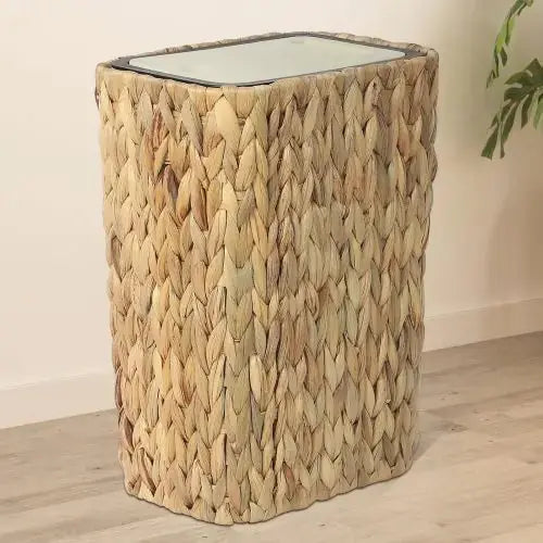 2-in-1 Wicker Bin With Pressed Top Cover, Woven Waste Paper Basket And Basket For Bathroom, Kitchen, Living Room, Bedroom Unavailable Platforms- Welfel - Puck's