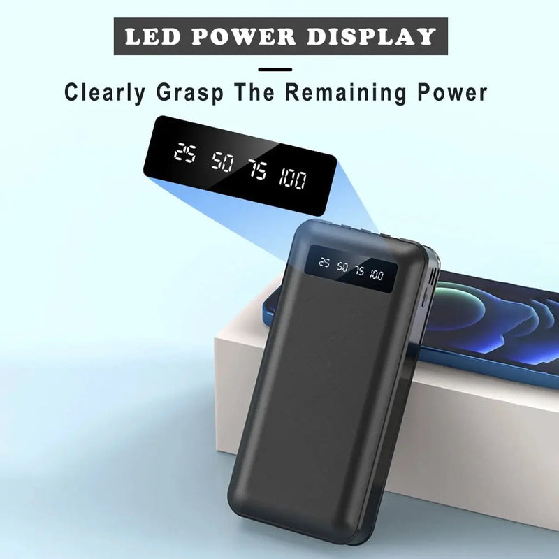 20000Mah Power Bank Portable Charger with Cables, USB Battery Pack for Iphone & Android Cell Phone - Puck's