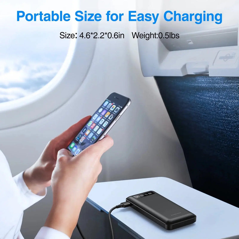 20000Mah Power Bank Portable Charger with Cables, USB Battery Pack for Iphone & Android Cell Phone - Puck's