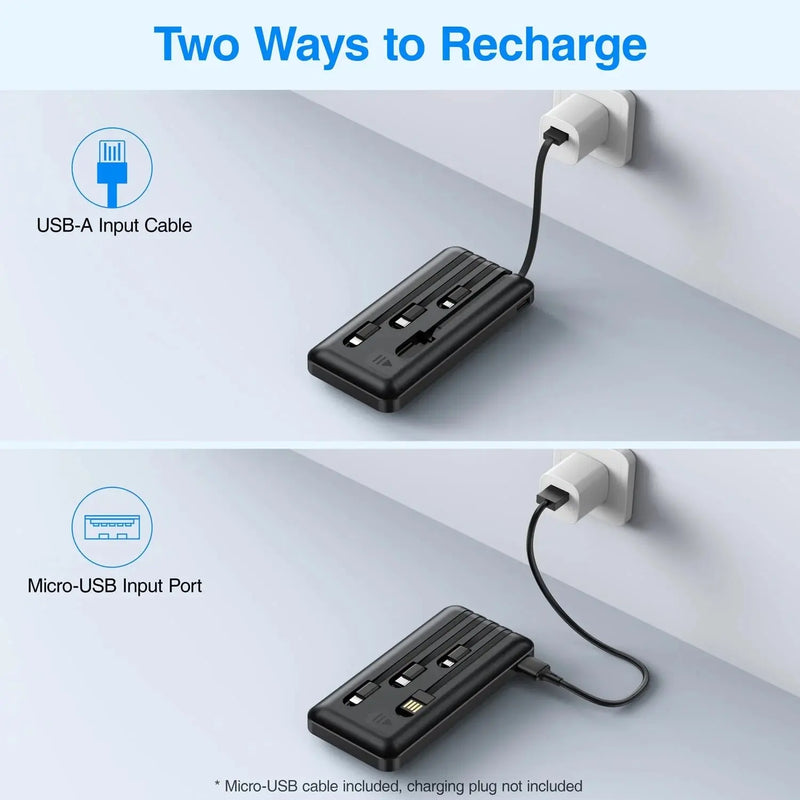 20000Mah Power Bank Portable Charger with Cables, USB Battery Pack for Iphone & Android Cell Phone - Puck's