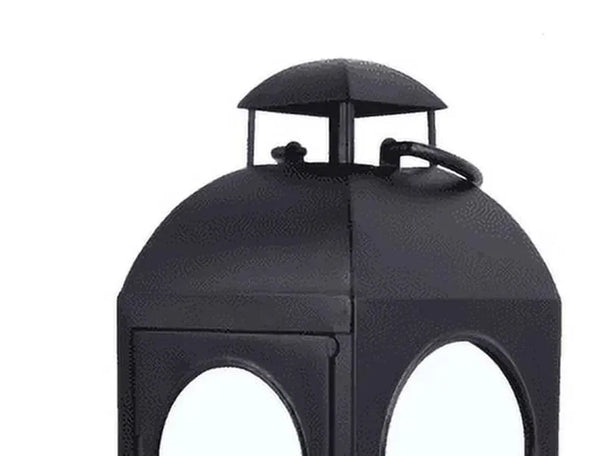 20" Decorative Black Metal Pillar Candle Holder Lantern, Large - Puck's