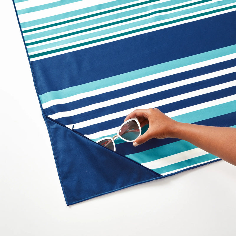Blue Stripe Quick Dry Travel Beach Towel, 38" X 72" - Puck's