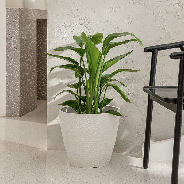 Outdoor Indoor Tree Planters,14 Inch Large Planter Flower Pots,Modern Decorative White Planter Pot for House Plants,Honeycomb - Puck's