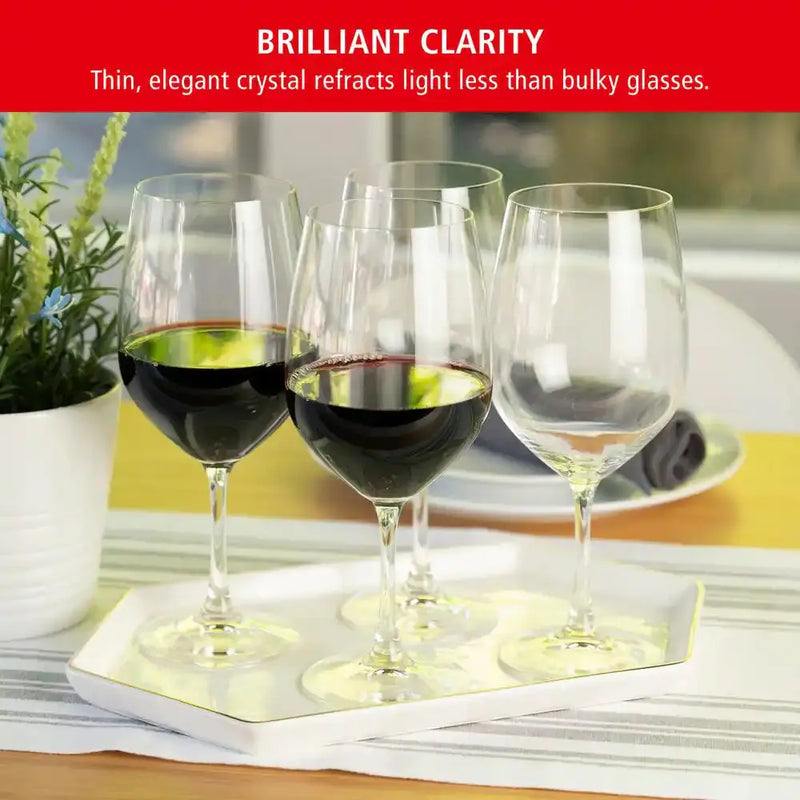 21.9 Oz. Bordeaux Wine Glasses European-Made Lead-Free Crystal, Classic Stemmed, Dishwasher Safe, Gift Set (Set of 4) - Puck's
