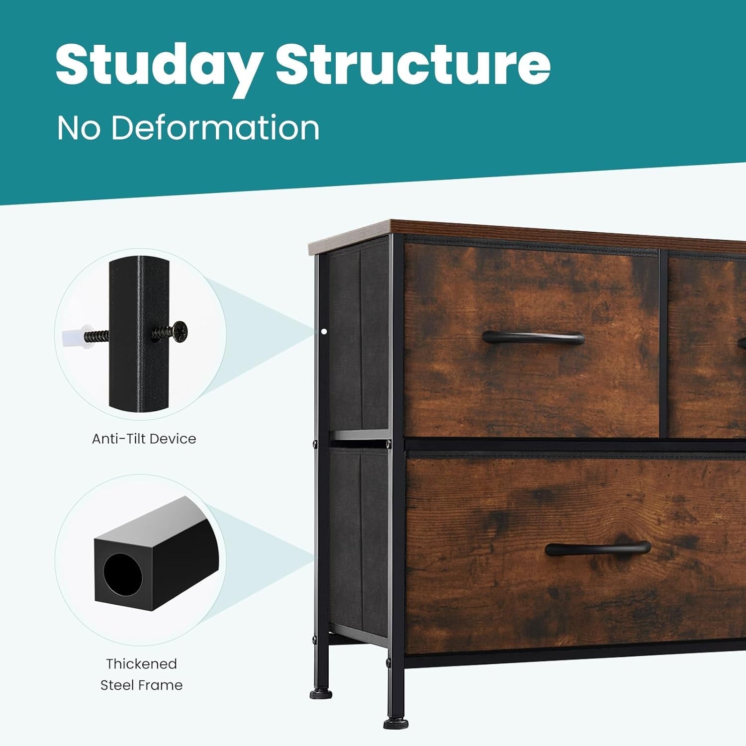 Dresser for Bedroom with 5 Drawers and Organizers - Puck's