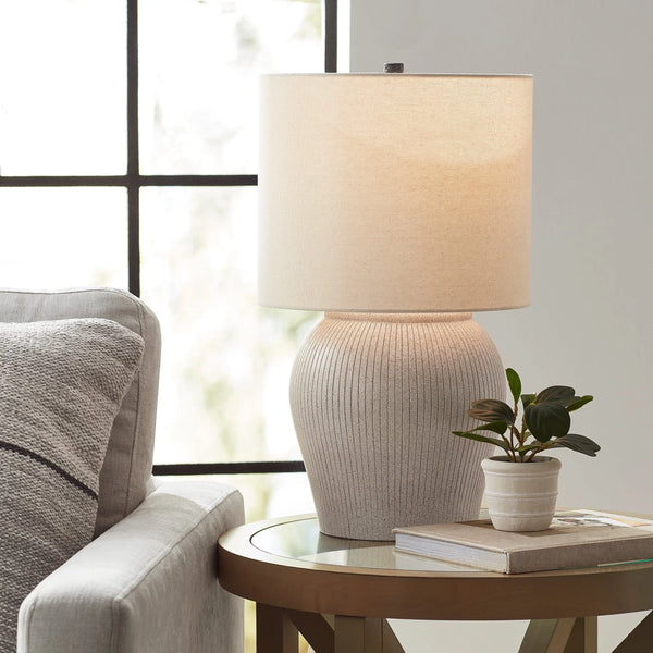 21" Raw Sand Table Lamp with Shade by Dave & Jenny Marrs - Puck's