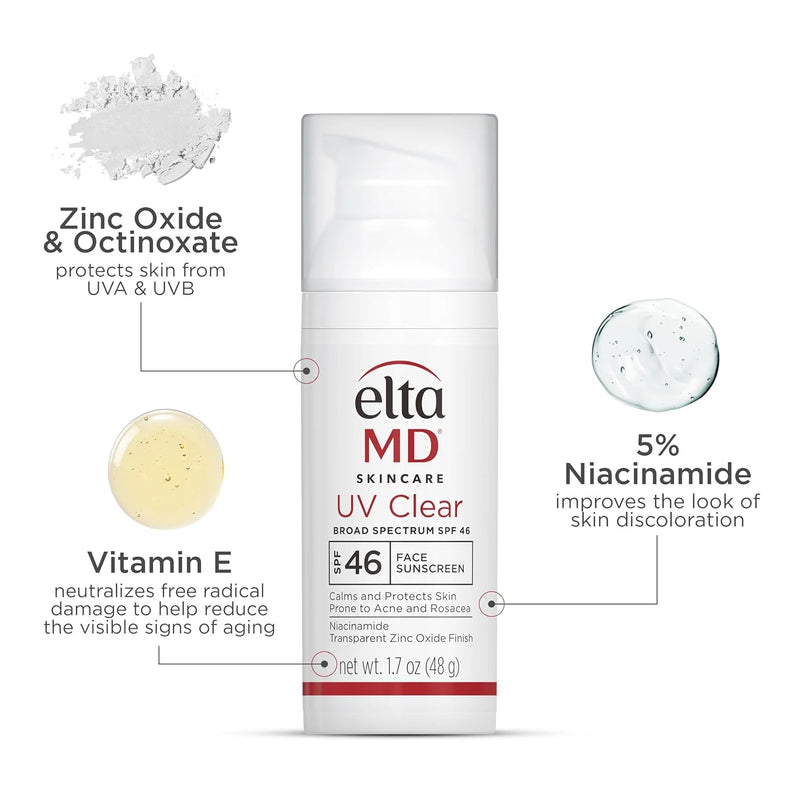 UV Clear Face Sunscreen SPF 46, Oil Free Sunscreen for Face with Zinc Oxide, Dermatologist Recommended Lotion,1.7 Oz Pump