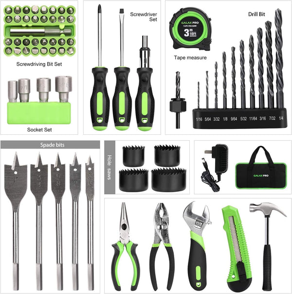 2-Speed Drill 20V MAX Lithium-Ion Drill/Driver, 3/8'' Electric Drill with 19+1 Torque Setting, 68 Pieces Accessories Ideal for Home Improvement and DIY Project - Puck's