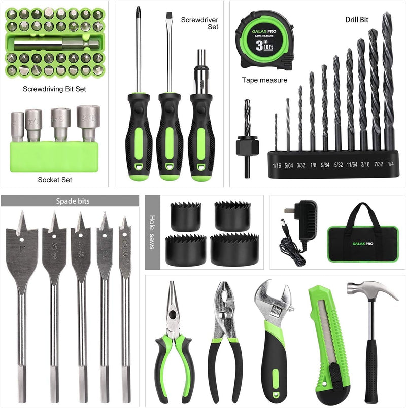 2-Speed Drill 20V MAX Lithium-Ion Drill/Driver, 3/8'' Electric Drill with 19+1 Torque Setting, 68 Pieces Accessories Ideal for Home Improvement and DIY Project - Puck's